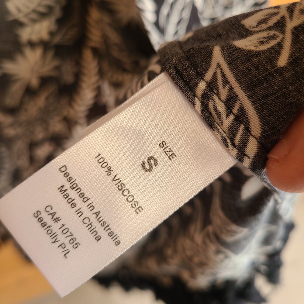 Anthropologie Seafolly Cover Up Kimono Black White Floral Beach Small Swim Boho - Picture 6 of 6